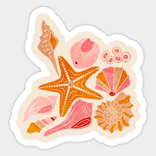 Just Beachy- Seashells Starfish- Beach Combers Delight- Orange Pink Sticker